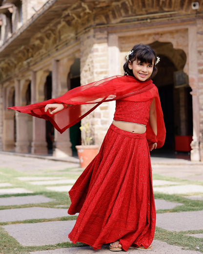 Girl's Kai Embroidered Lehenga Set