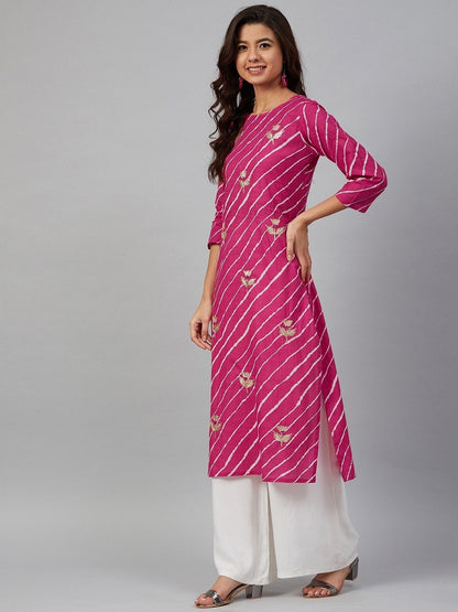 Women's Leheriya Printed Straight Kurta