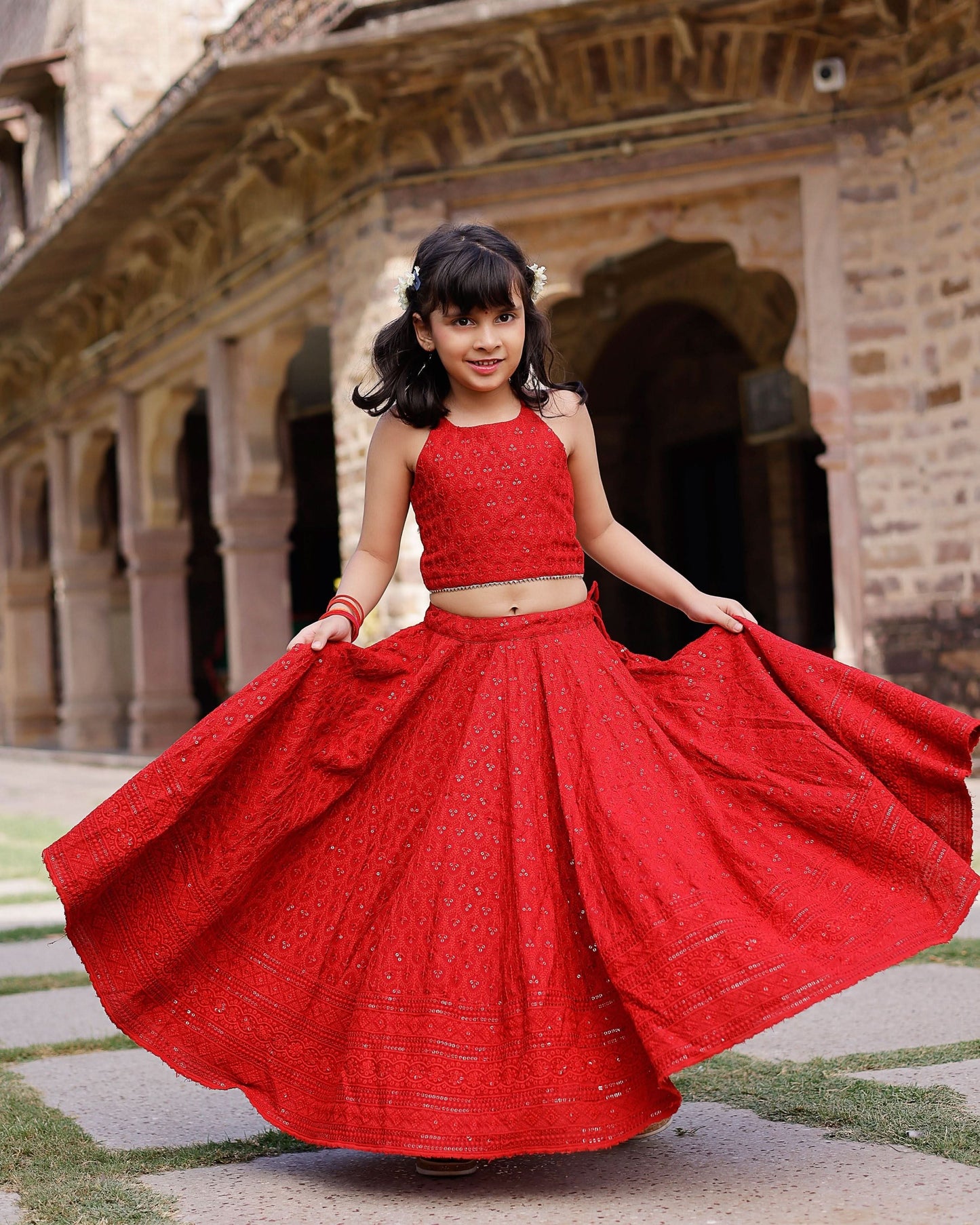 Girl's Kai Embroidered Lehenga Set