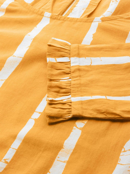 Women's  Mustard & White Striped Two-Piece Top & Palazzo Set