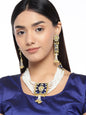 Women's gold plated traditiona padmavati pearl kundan necklace with earrings ml118bl