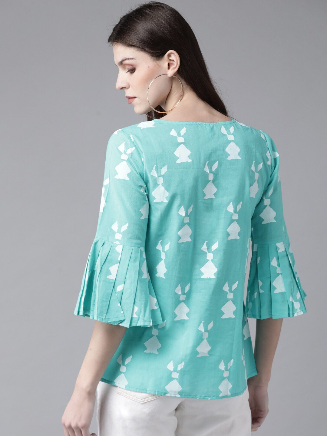 Women's Blue & White Printed Tunic