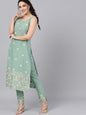 Women's  Sea Green Khari Printed Kurta with Trousers