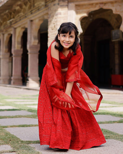 Girl's Kai Embroidered Lehenga Set