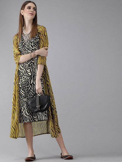 Women's  Black Printed Wrap Dress