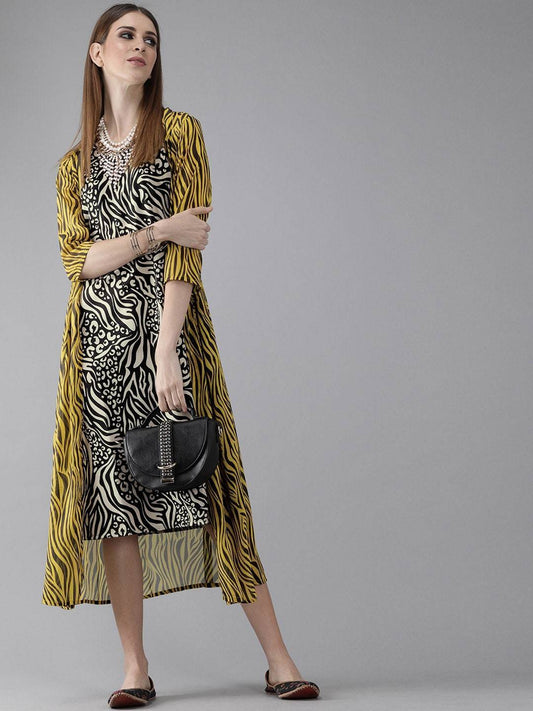 Women's  Black Printed Wrap Dress