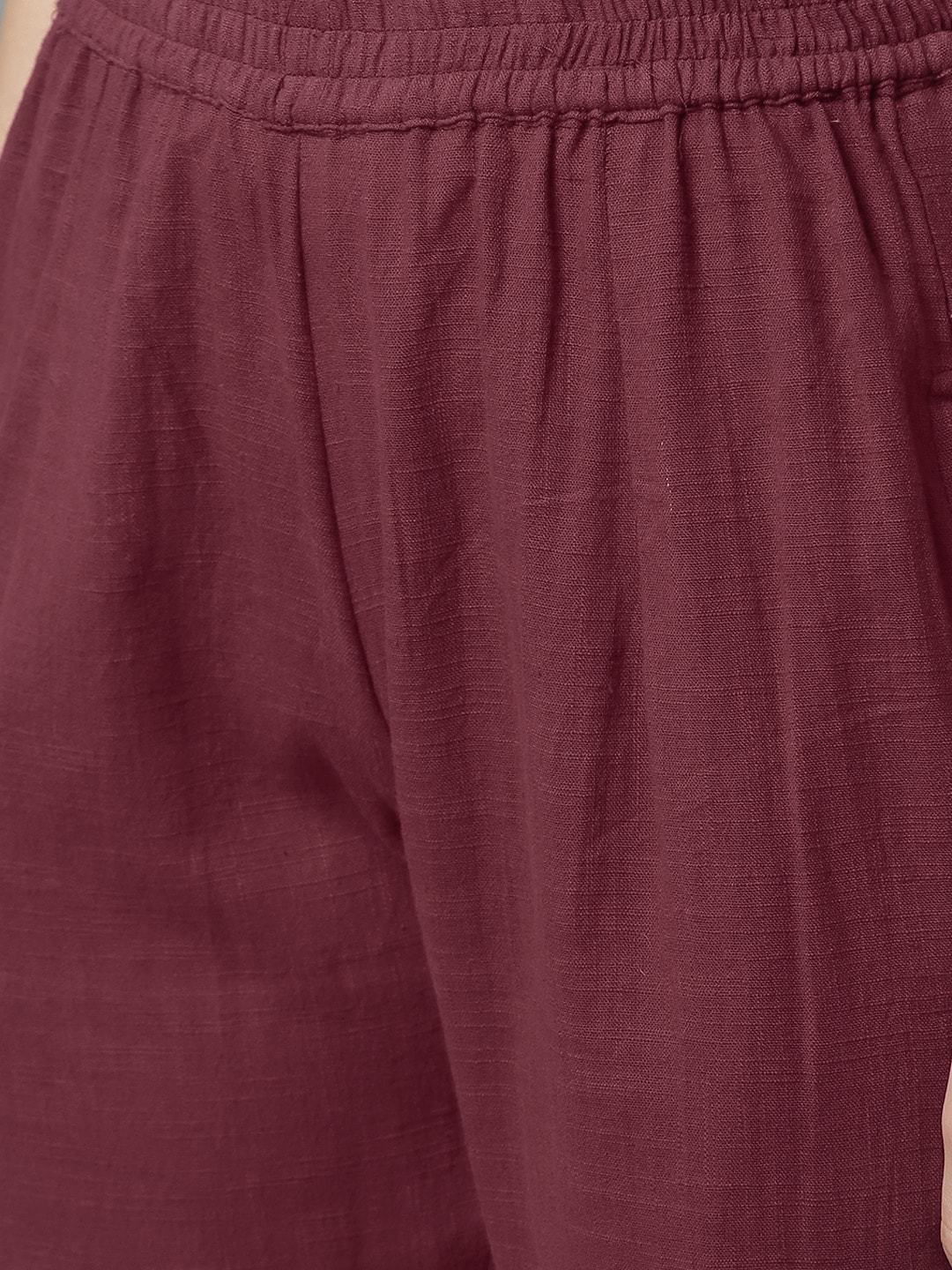 Women's  Maroon Solid Kurta with Trousers & Dupatta
