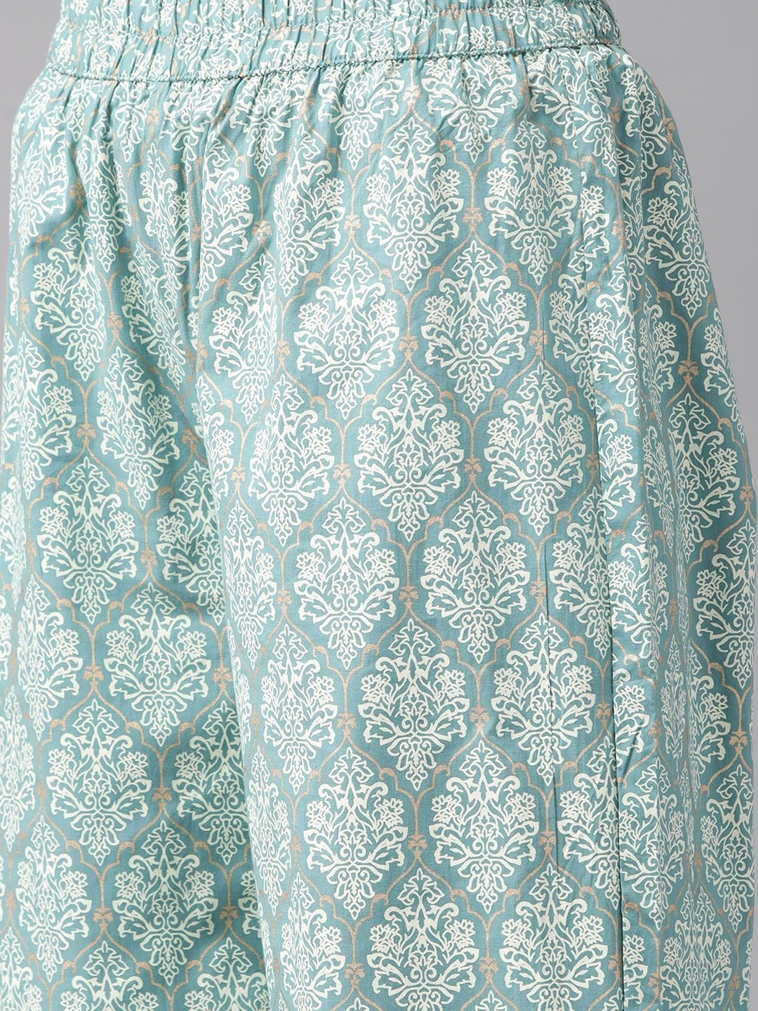 Women's Blue & Off-White Printed Kurta Set