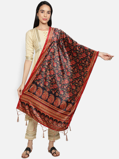 Women's Multicolored Polyster Velvet  Digital Printed Dupatta