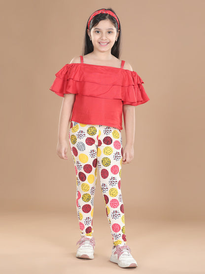 Girl's  Cotton Floral Printed Jegging - S