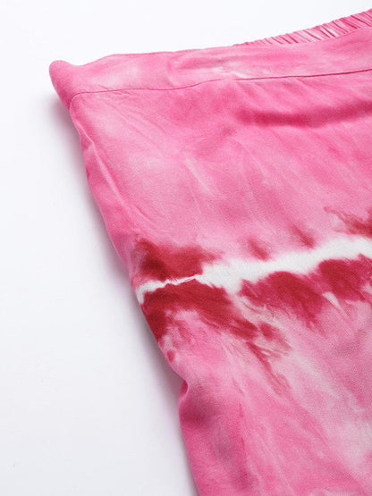 Women's Pink White Tie Dyed Co-Ords