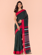 Women's Black handwoven cotton saree