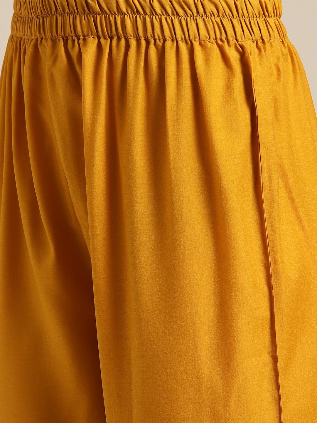 Women's Mustard Kurta With Mutli Color Woven Yoke And Banarasi Dupatta
