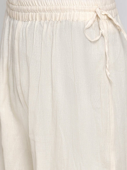 Women's Peach Gota Embellished A Line Kurta With Gota Embellished Palazzo