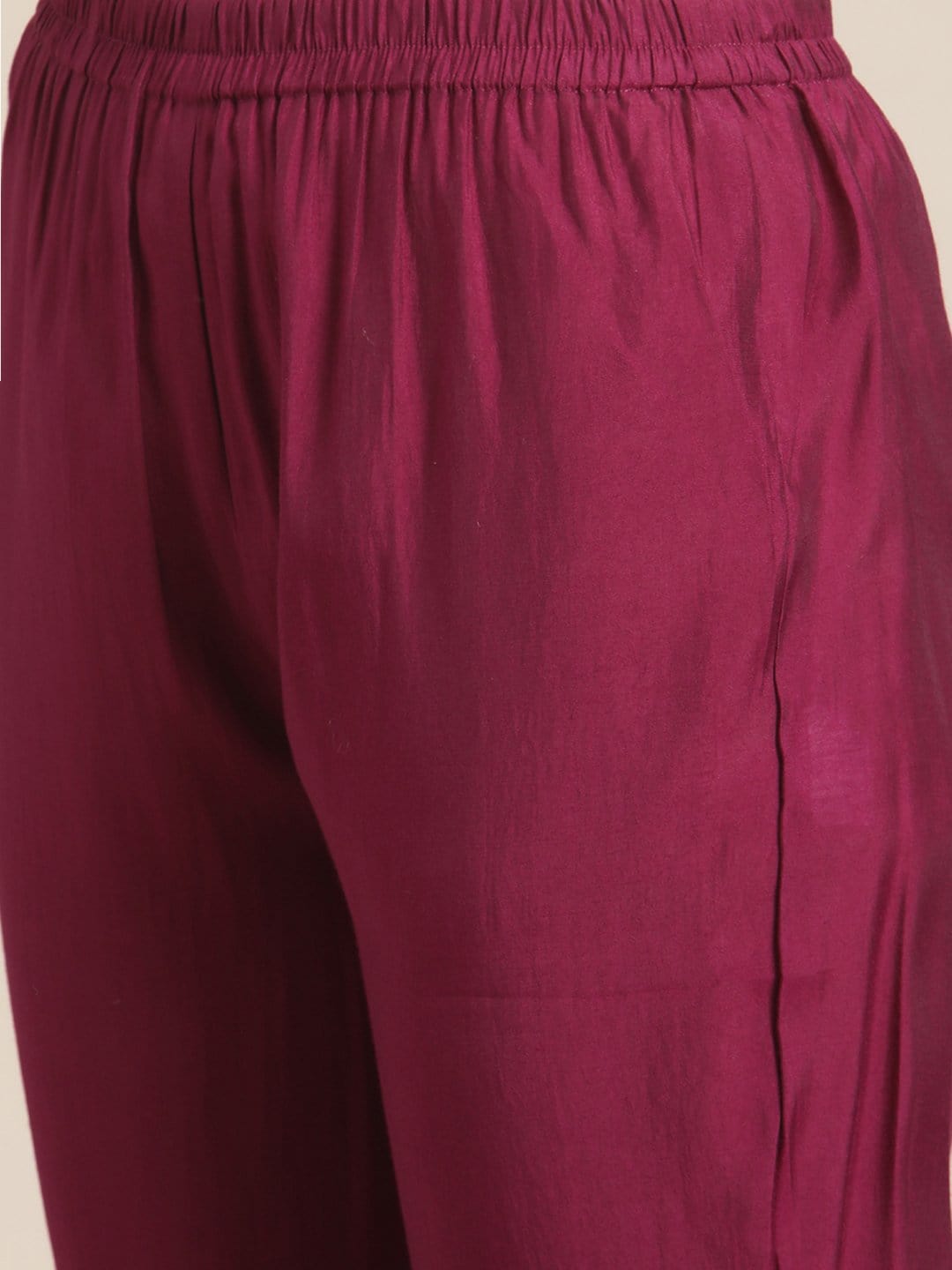 Women's Wine Zari And Resham Embroidere Kurta  Trouser Set