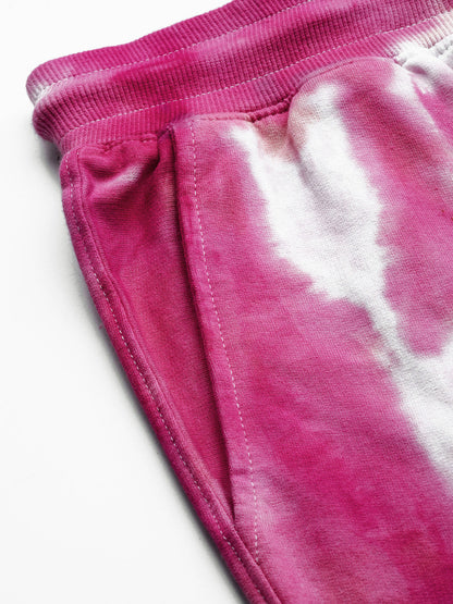 Women's Pink Ombre Dye Sweatshirt With Joggers