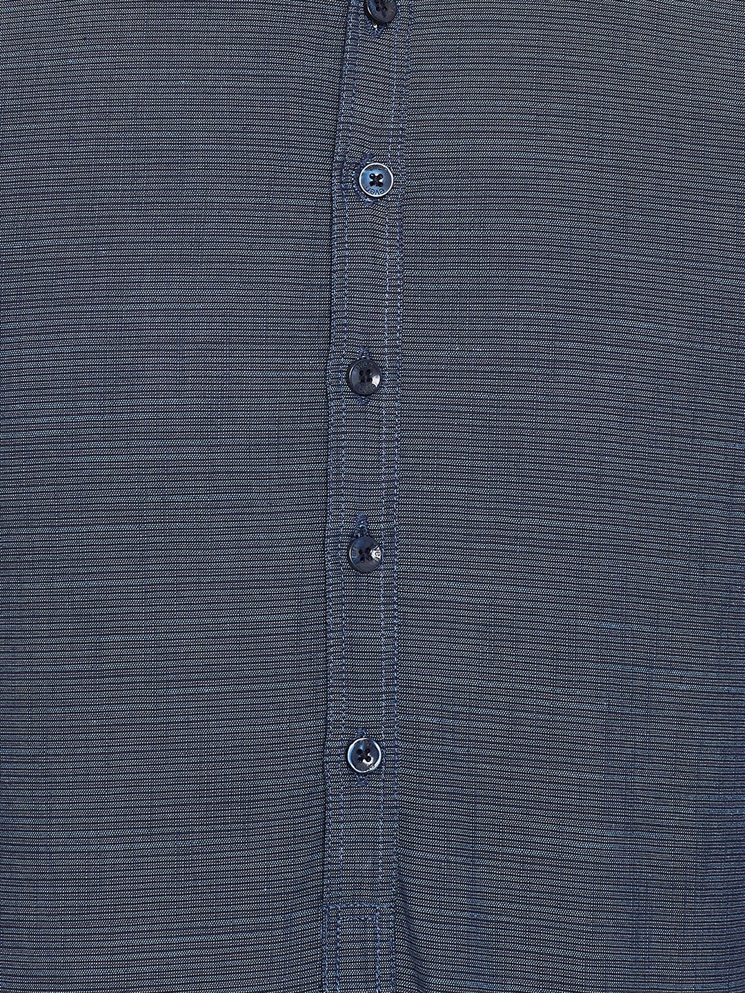 Men's Woven Design Navy Blue Shirt Kurta