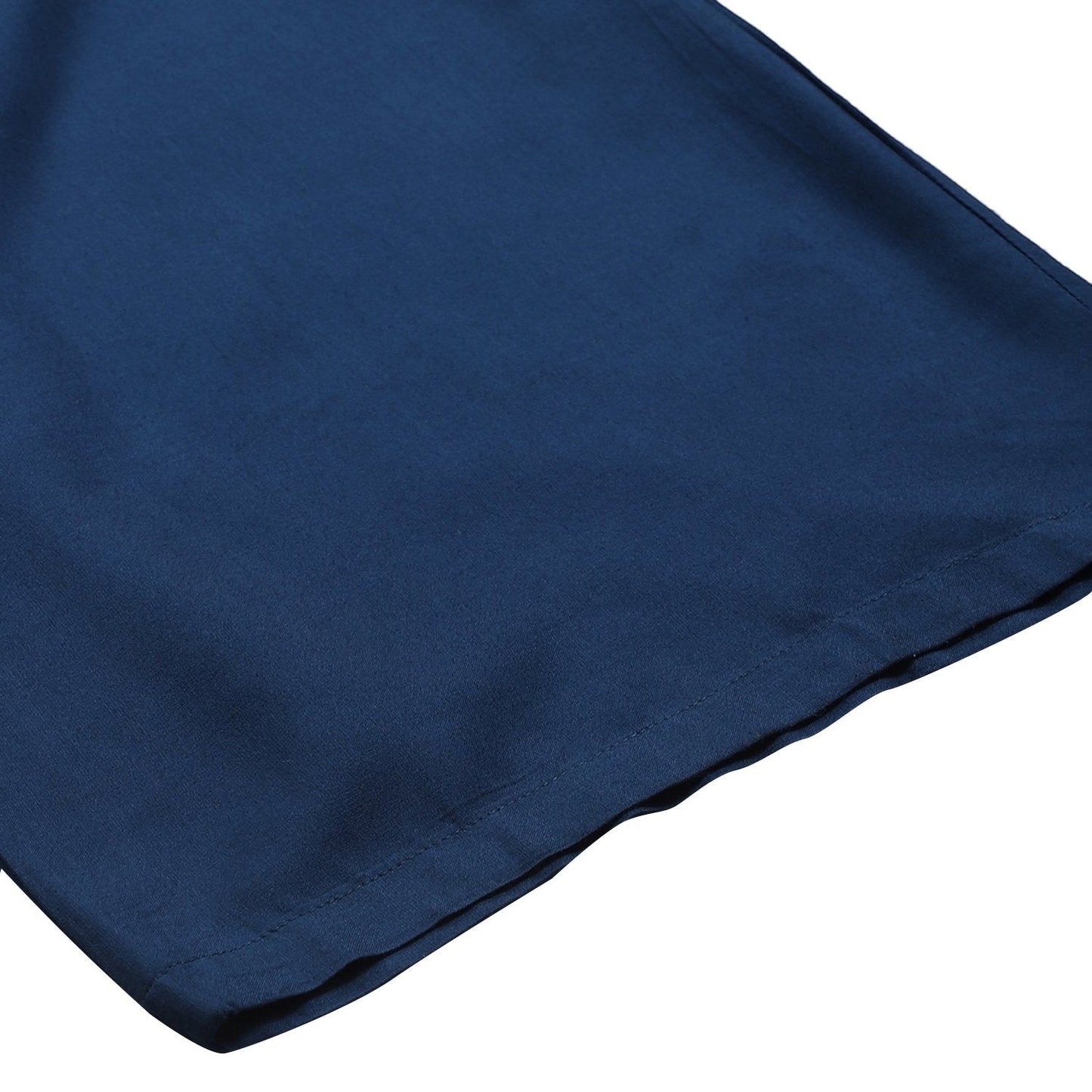 Women's Blue Cotton Solid Casual Trouser