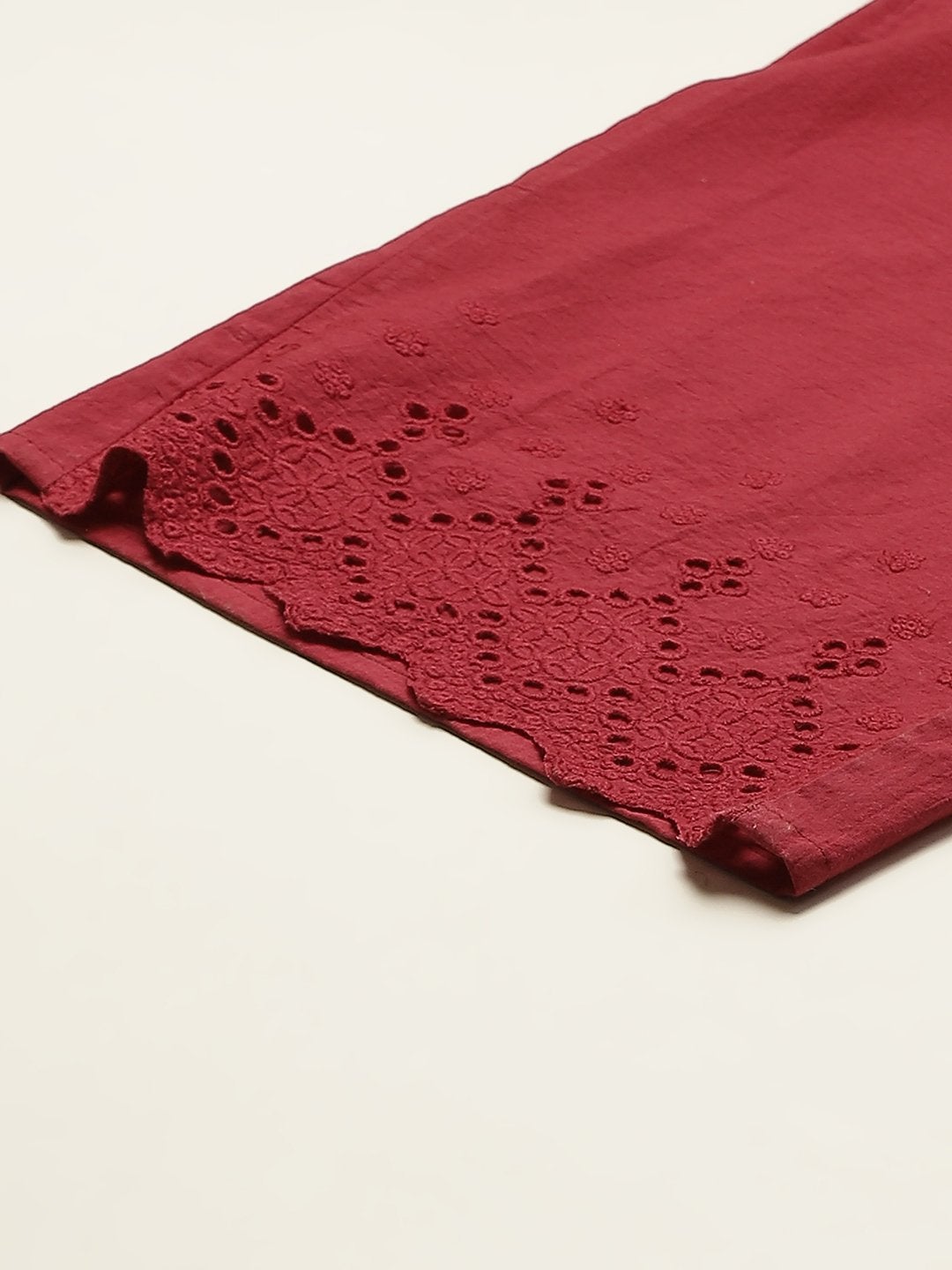 Women's Solid Schiffli Straight Cotton Palazzos