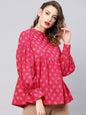 Women's Pink & Golden Printed Tunic