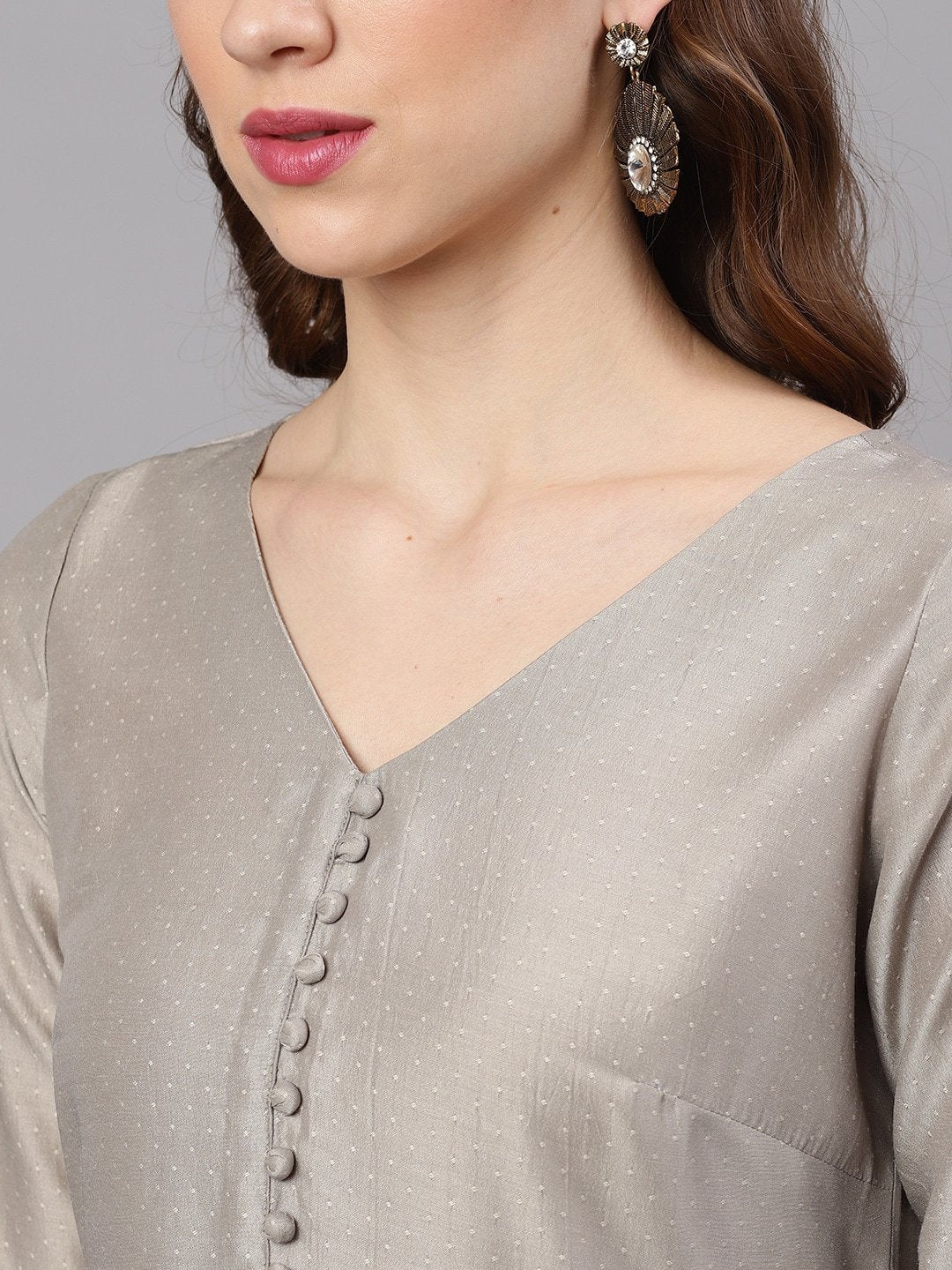Women's  Grey Solid Kurta with Palazzos