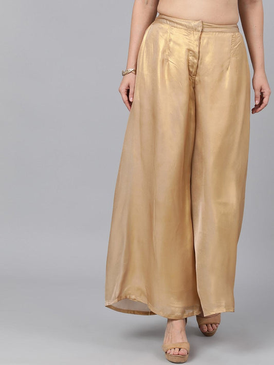 Women's  Gold-Toned Solid Flared Palazzos