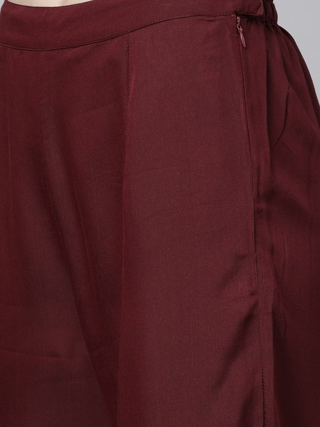 Women's  Maroon & Navy Blue Solid Kurta with Palazzos & Dupatta