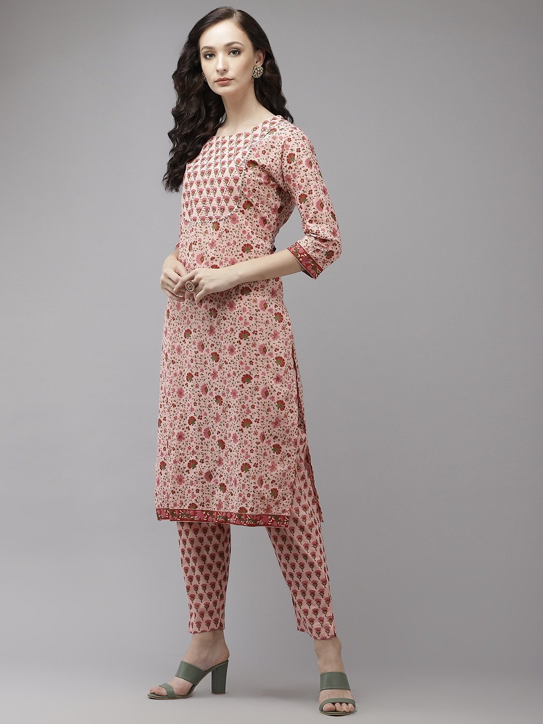 Women's Pink Floral Kurta Set