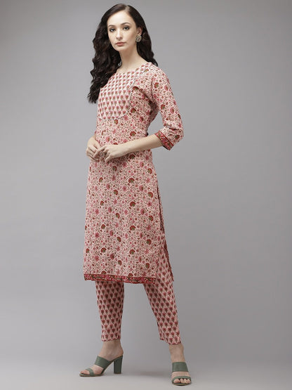 Women's Pink Floral Kurta Set