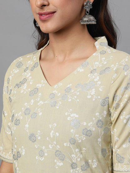 Women's  Pastel Green Printed Kurta with Palazzos