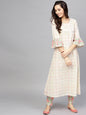 Women's  Off-White Checked A-Line Kurta