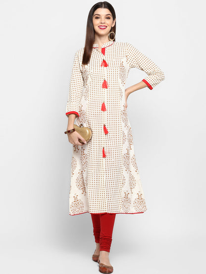 Women's Off-White A-Line Kurta By Vbuyz- (