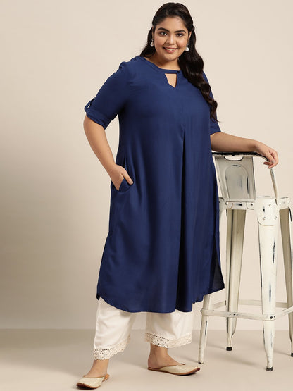 Women's Ivory Rayon Solid Wide-Leg Palazzo