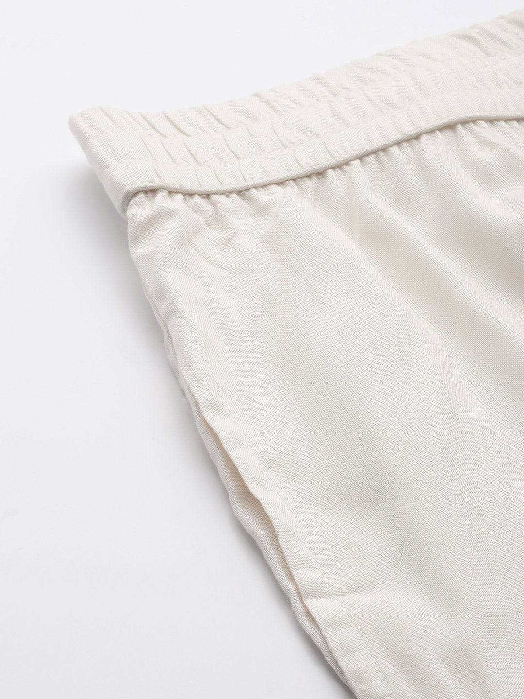 Women's Ivory Rayon Solid Wide-Leg Palazzo