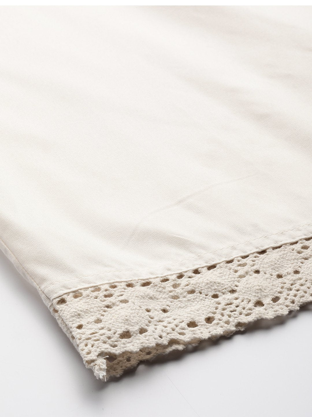 Women's Ivory Rayon Solid Wide-Leg Palazzo