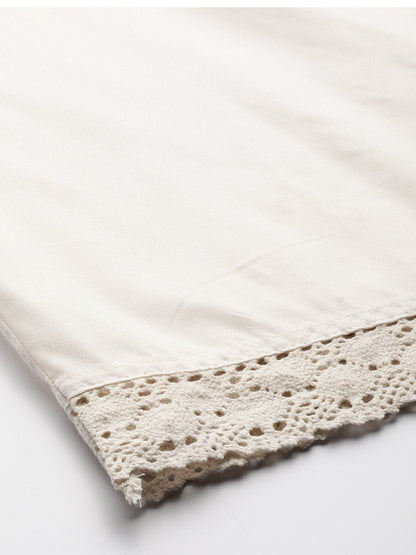 Women's Ivory Rayon Solid Wide-Leg Palazzo