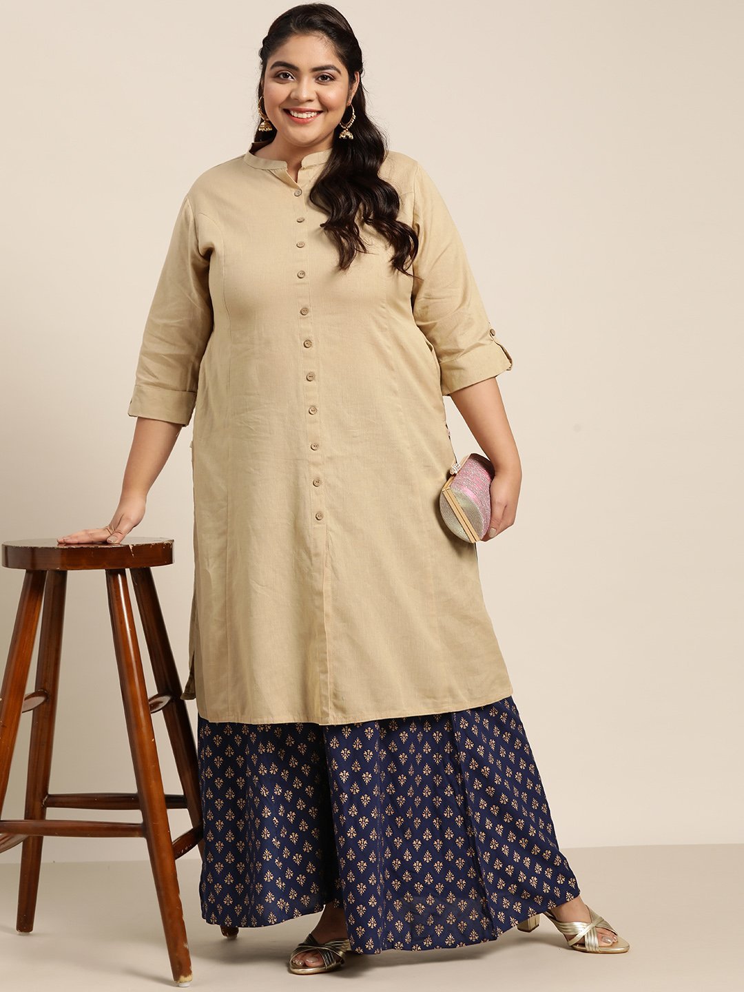 Women's Navy Rayon Printed Flared Palazzo