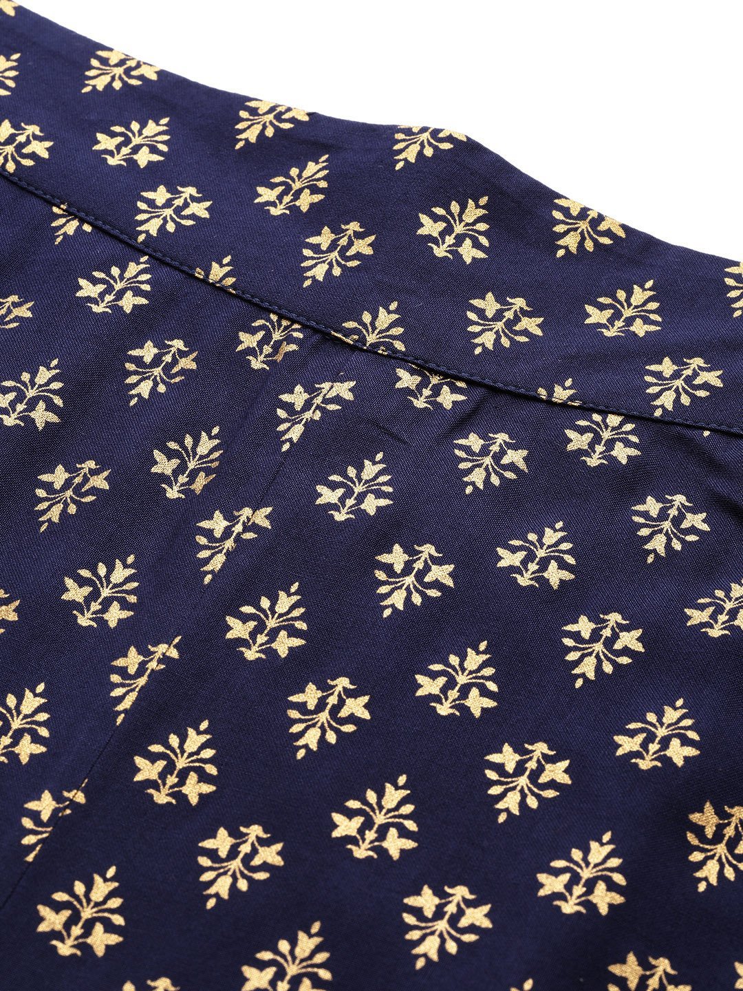 Women's Navy Rayon Printed Flared Palazzo