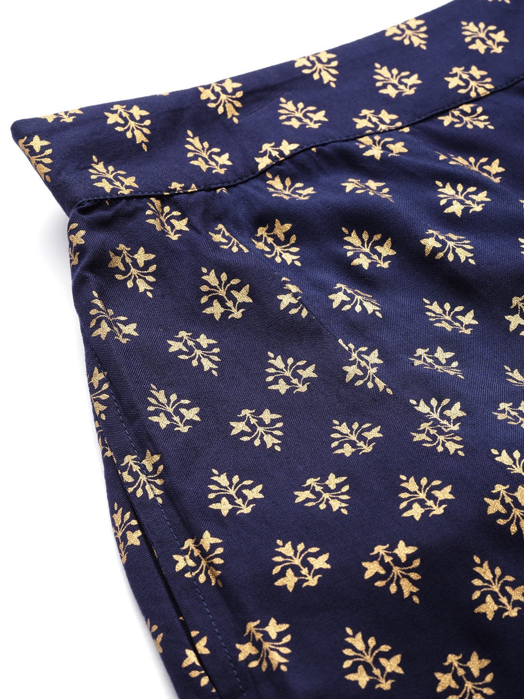 Women's Navy Rayon Printed Flared Palazzo