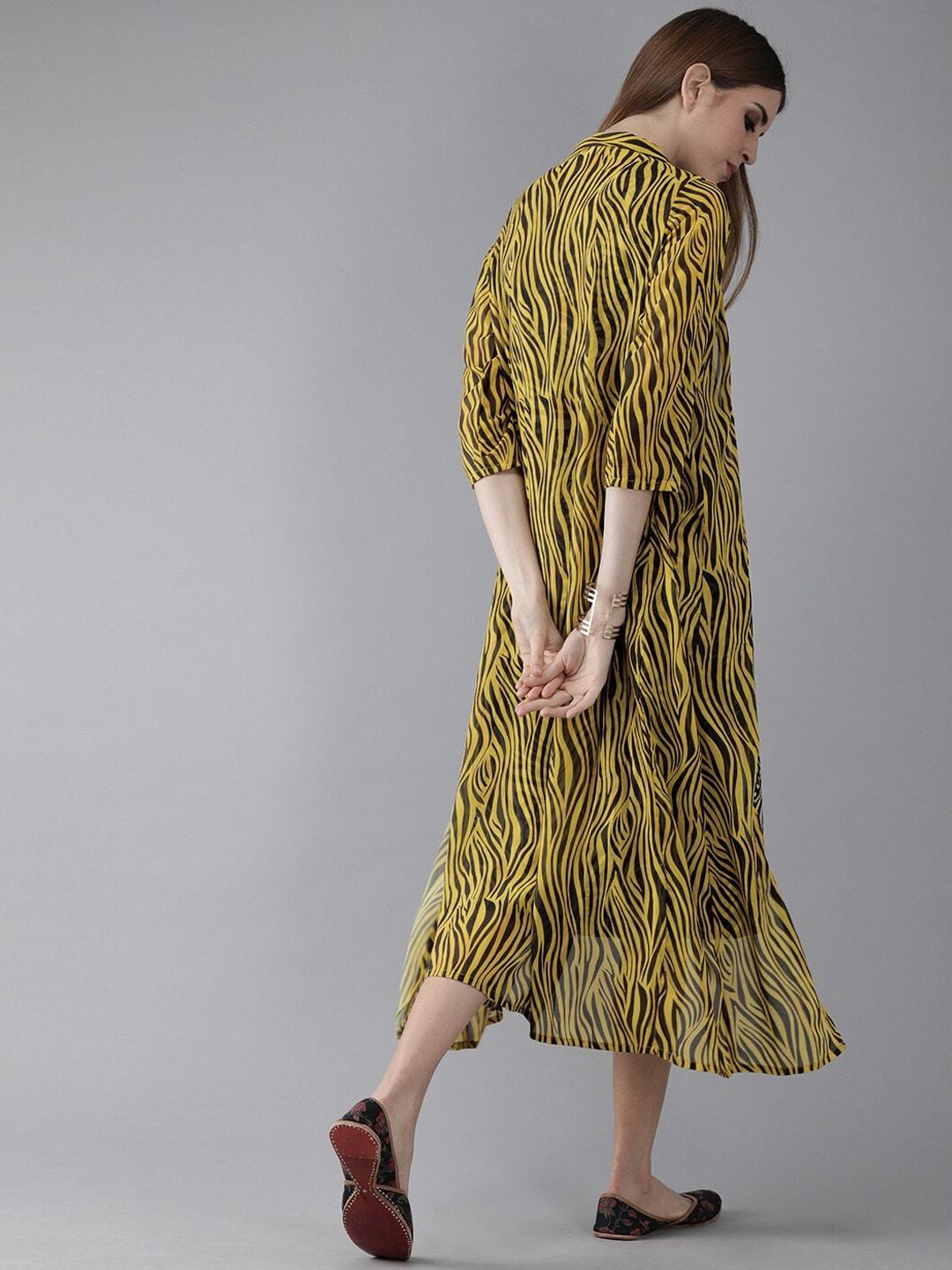 Women's  Black Printed Wrap Dress