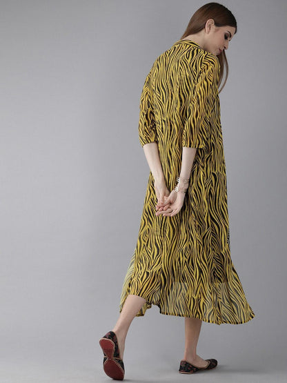 Women's  Black Printed Wrap Dress