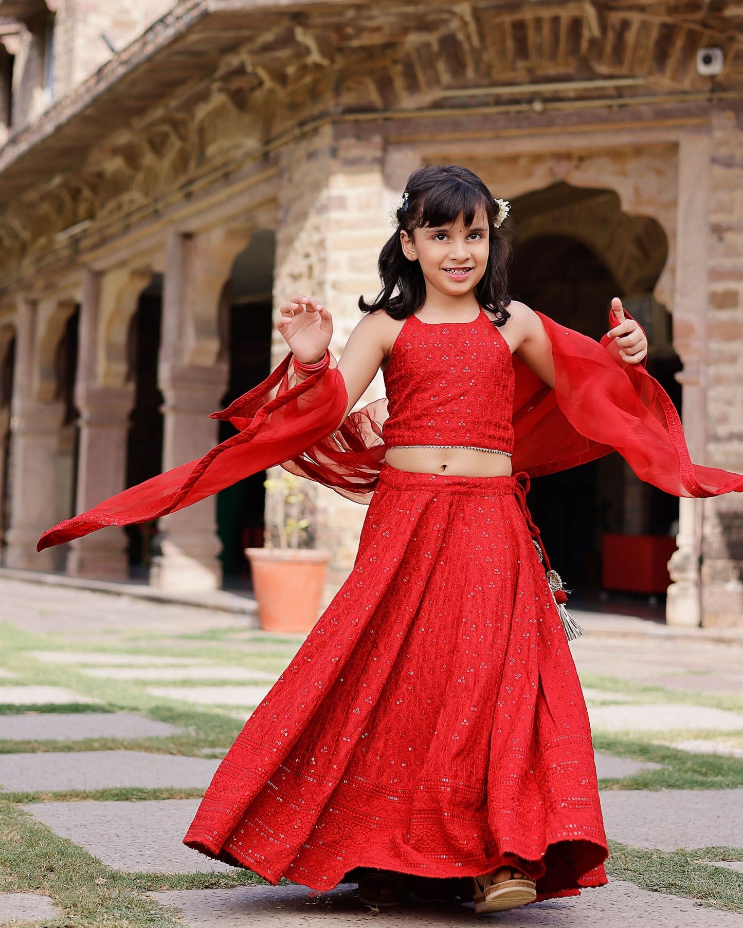 Girl's Kai Embroidered Lehenga Set