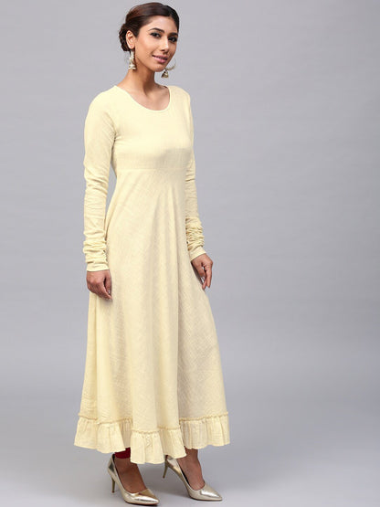 Women's  Yellow Solid Anarkali Kurta