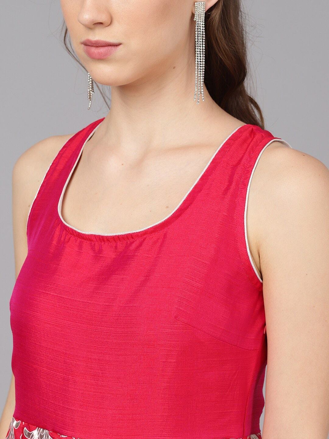 Women's  Pink Printed Maxi Dress