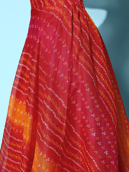 Women's Red Kota Doriya & Rayon Co-Ord Set