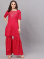 Women's  Magenta Yoke Design Kurta with Sharara