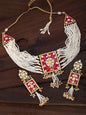Women's gold plated traditiona padmavati pearl kundan necklace with earrings ml118bl