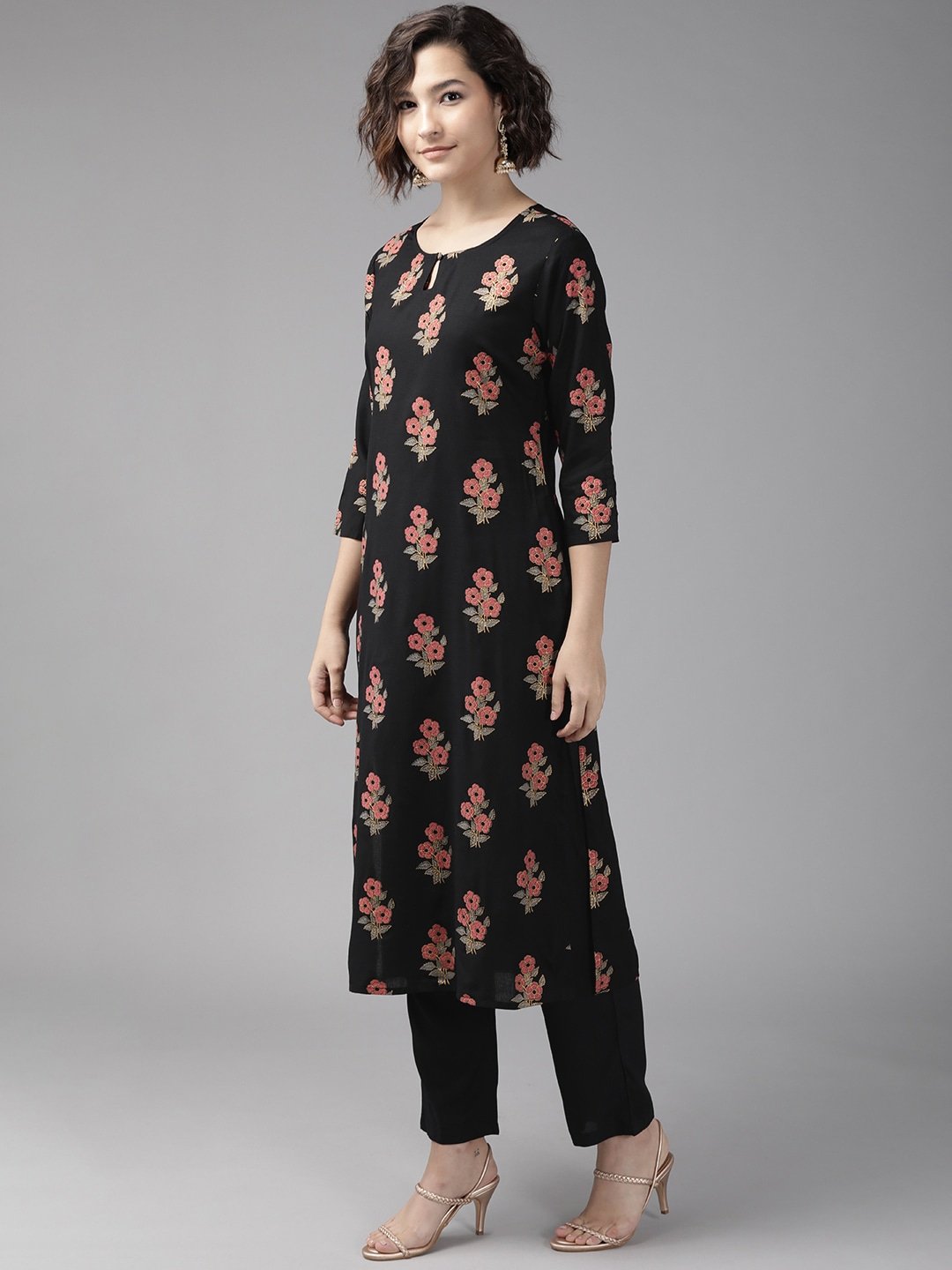 Women's Black & Pink Printed Kurta Set