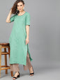 Women's  Green & Brown Checked Kurta with Palazzos
