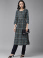 Women's Teal Blue & Black Kurta Set